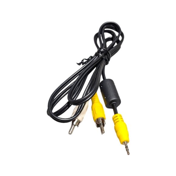 RCA Yellow White to Camcorder 2.5mm Aux Cable 6Ft with Ferrite Core - Good Cond - Picture 2 of 4